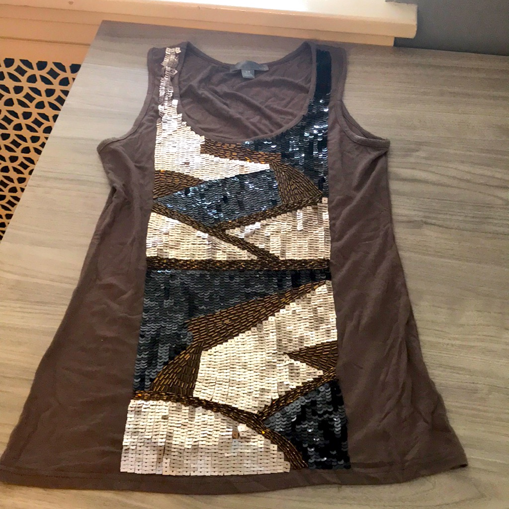 Brown Sequin Top.